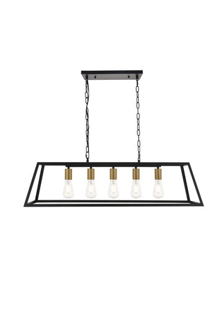 Elegant Lighting - LD4061D38BRB - Five Light Pendant - Resolute - brass and black