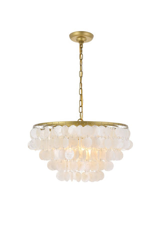 Elegant Lighting - LD5050D20BR - Four Light Pendant - Selene - Brass and White