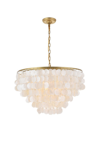Elegant Lighting - LD5050D24BR - Six Light Pendant - Selene - Brass and White