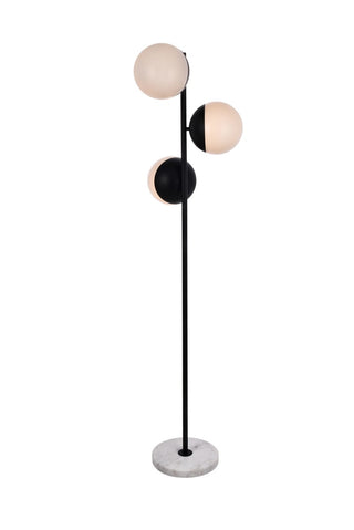 Elegant Lighting - LD6158BK - Three Light Floor Lamp - Eclipse - Black and frosted white