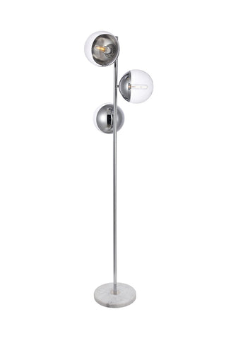 Elegant Lighting - LD6161C - Three Light Floor Lamp - Eclipse - Chrome and Clear