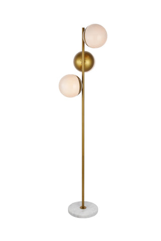 Elegant Lighting - LD6162BR - Three Light Floor Lamp - Eclipse - Brass and frosted white