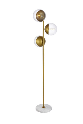 Elegant Lighting - LD6163BR - Three Light Floor Lamp - Eclipse - Brass and Clear