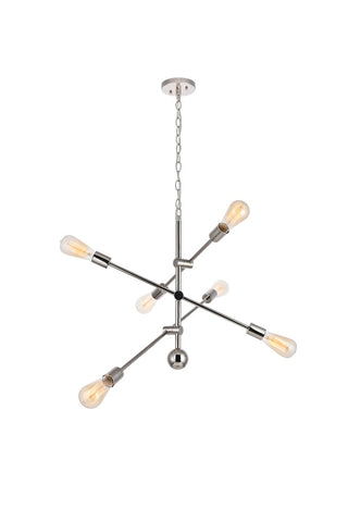 Elegant Lighting - LD8007D29PN - Six Light Pendant - Axel - Polished nickel