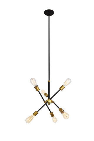 Elegant Lighting - LD8015D18BK - Six Light Pendant - Axel - Black and Brass