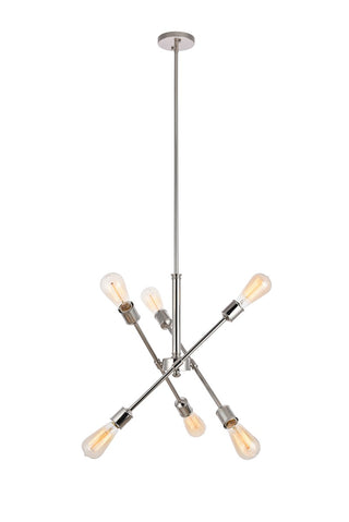 Elegant Lighting - LD8016D18PN - Six Light Pendant - Axel - Polished nickel