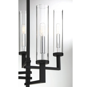 Folsom Five Light Chandelier in Matte Black with Polished Chrome Accents