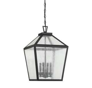 Woodstock Four Light Outdoor Hanging Lantern in Black