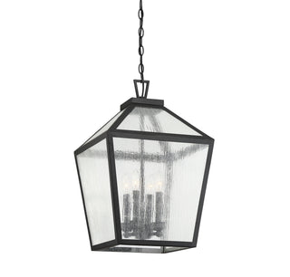 Woodstock Four Light Outdoor Hanging Lantern in Black