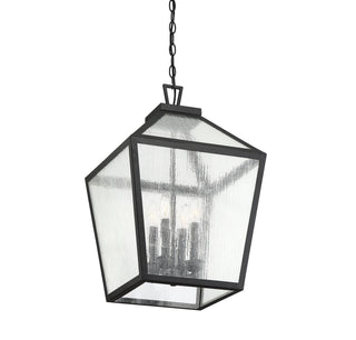 Woodstock Four Light Outdoor Hanging Lantern in Black