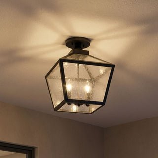 Woodstock Three Light Flush Mount in Black