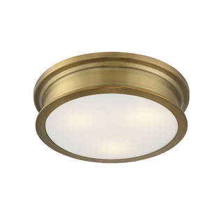 Watkins Three Light Flush Mount in Warm Brass