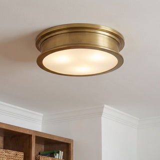 Watkins Three Light Flush Mount in Warm Brass