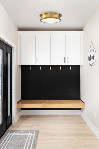 Watkins Three Light Flush Mount in Warm Brass