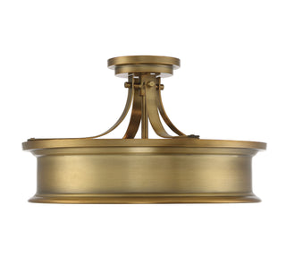 Watkins Three Light Semi-Flush Mount in Warm Brass