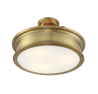 Watkins Three Light Semi-Flush Mount in Warm Brass