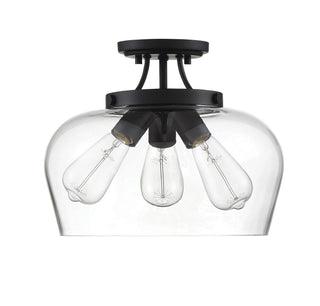 Octave Three Light Semi-Flush Mount in Black
