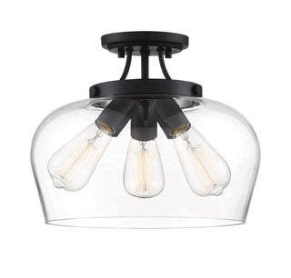 Octave Three Light Semi-Flush Mount in Black