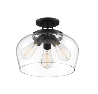 Octave Three Light Semi-Flush Mount in Black