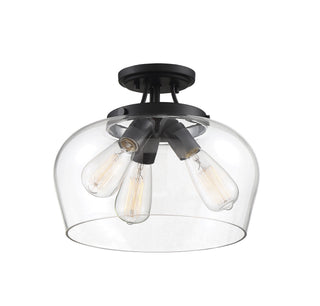 Octave Three Light Semi-Flush Mount in Black
