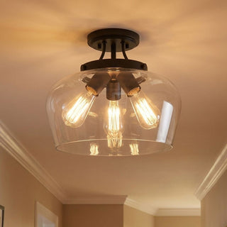 Octave Three Light Semi-Flush Mount in Black