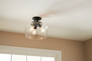 Octave Three Light Semi-Flush Mount in Black