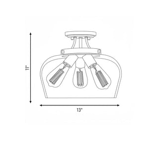 Octave Three Light Semi-Flush Mount in Black