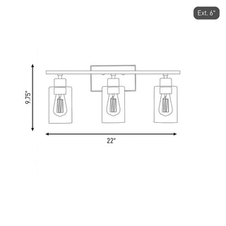 Lambert Three Light Bath Bar in Polished Chrome