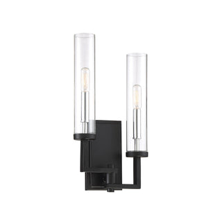 Folsom Two Light Wall Sconce in Matte Black with Polished Chrome Accents