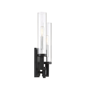 Folsom Two Light Wall Sconce in Matte Black with Polished Chrome Accents