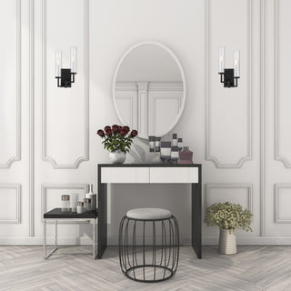 Folsom Two Light Wall Sconce in Matte Black with Polished Chrome Accents
