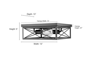 2-Light Flushmount Ceiling Light Matte Black