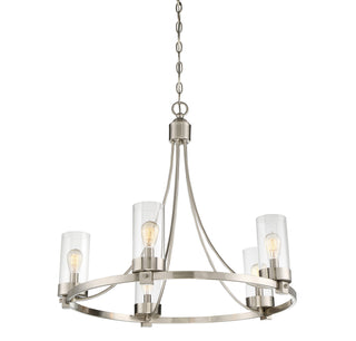 Mchan Five Light Chandelier in Brushed Nickel