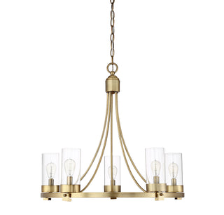 Mchan Five Light Chandelier in Natural Brass
