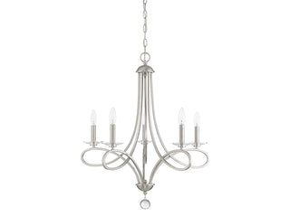 Mchan Five Light Chandelier in Brushed Nickel