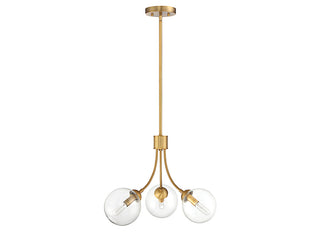 Mchan Three Light Chandelier in Natural Brass