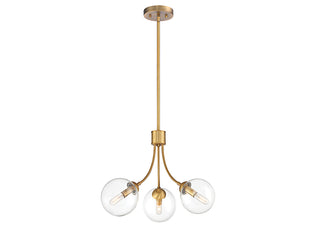 Mchan Three Light Chandelier in Natural Brass