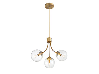 Mchan Three Light Chandelier in Natural Brass