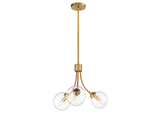 Mchan Three Light Chandelier in Natural Brass