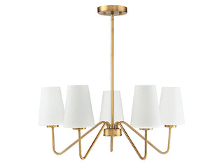 Mchan Five Light Chandelier in Natural Brass