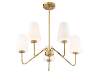 Mchan Five Light Chandelier in Natural Brass