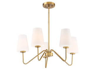 Mchan Five Light Chandelier in Natural Brass