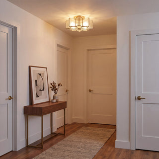 Msemi Two Light Semi-Flush Mount in Natural Brass
