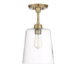 Msemi One Light Semi-Flush Mount in Natural Brass