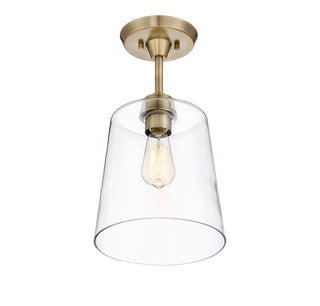 Msemi One Light Semi-Flush Mount in Natural Brass