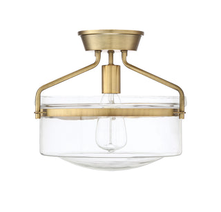 Msemi One Light Semi-Flush Mount in Natural Brass