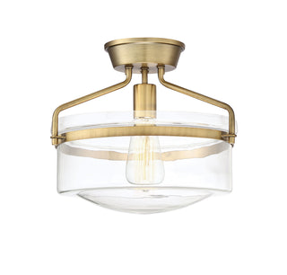 Msemi One Light Semi-Flush Mount in Natural Brass