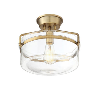 Msemi One Light Semi-Flush Mount in Natural Brass