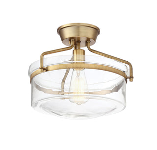 Msemi One Light Semi-Flush Mount in Natural Brass