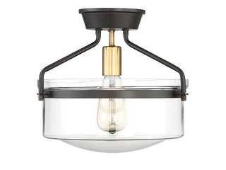 Msemi One Light Semi-Flush Mount in Oil Rubbed Bronze with Natural Brass